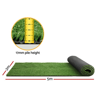 Primeturf Artificial Grass 2mx5m 17mm Synthetic Fake Lawn Turf Plant Plastic Olive