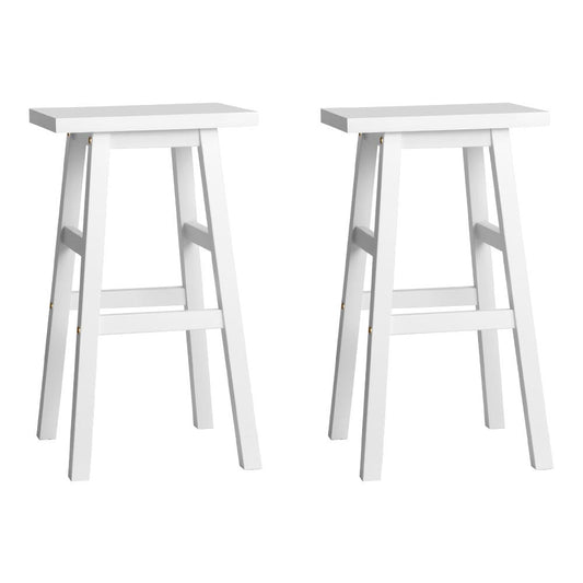 Artiss Bar Stools Kitchen Counter Stools Wooden Chairs White x2