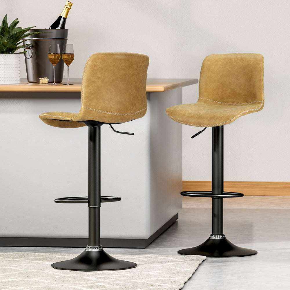 Artiss 4x Bar Stools Kitchen Swivel Gas Lift Chairs Brown