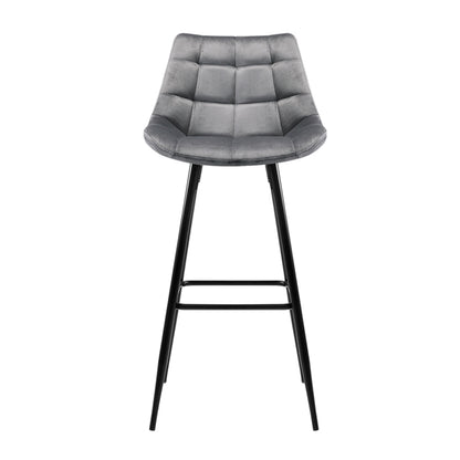 Artiss 2x Bar Stools Velvet Chairs Grey