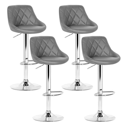 Artiss 4x Bar Stools Leather Padded Gas Lift Grey