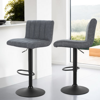 Artiss 4x Bar Stools Vintage Leather Gas Lift Grey