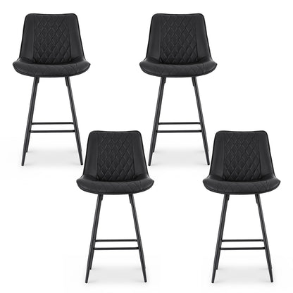 Artiss 4x Bar Stools Kitchen Dining Chair Counter Stool Diamond PU Leather Black