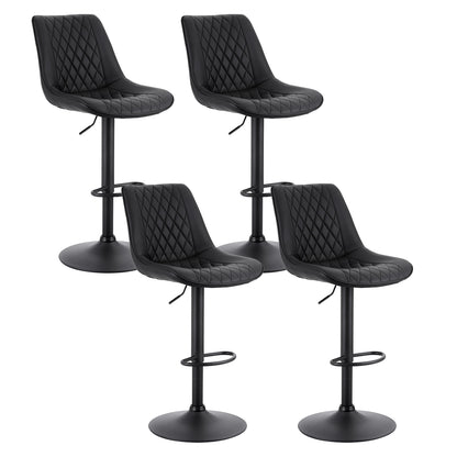 Artiss 4x Bar Stools Kitchen Swivel Gas Lift Counter Chair Diamond Leather Black