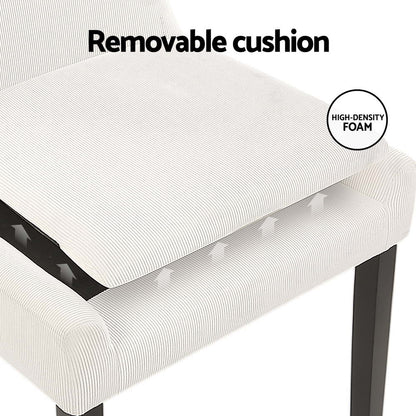 Artiss Dining Chairs Set of 4 Corduroy Wooden Beige