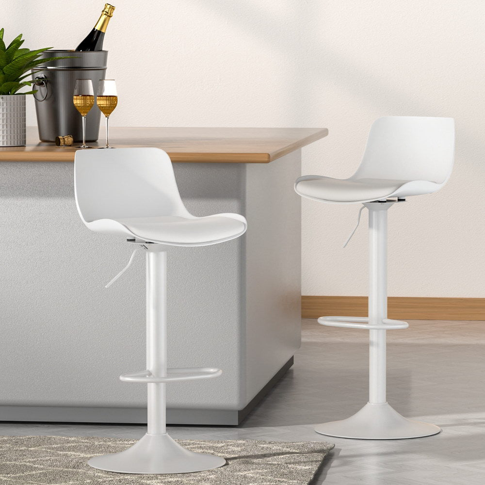 4x Artiss Bar Stools Kitchen Swivel Gas Lift Stool Leather Dining Chairs White