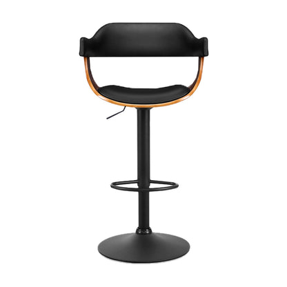 Artiss Bar Stools Gas Lift Leather w/Armrest All Black