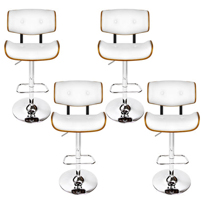 Artiss 4x Bar Stools Gas Lift Leather White