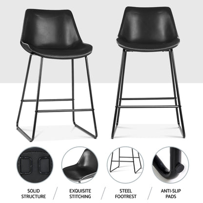 Artiss 4x Bar Stools Leather Padded Metal Legs Black