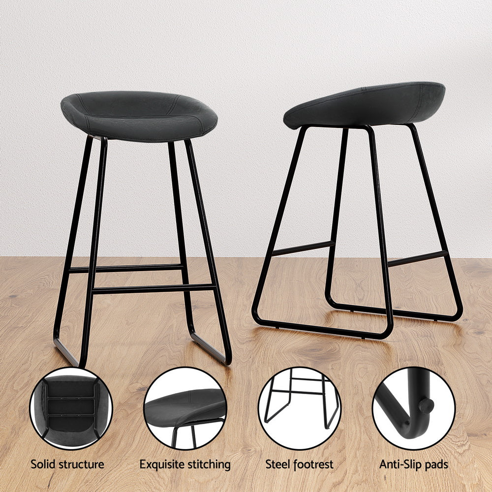 Artiss 2x Bar Stools Kitchen Dining Chairs Counter Stool PU Leather Metal