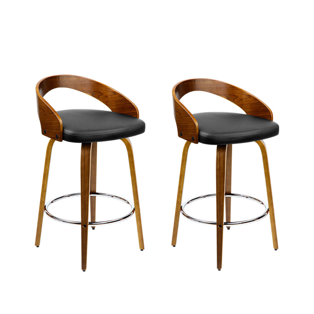 Artiss 2x Bar Stools Swivel Seat Curving Backrest