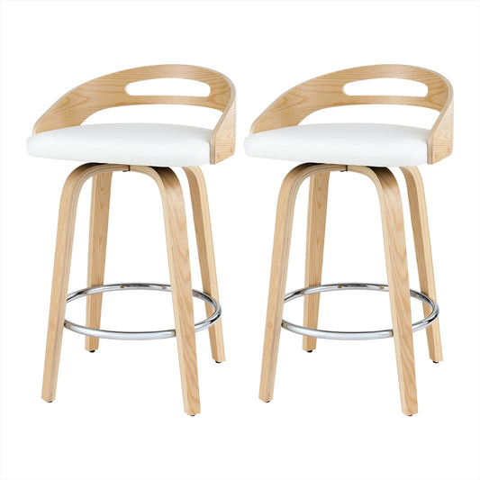 Artiss 2x Bar Stools Swivel Dining Chairs Low Back Counter Seat PU Cushion