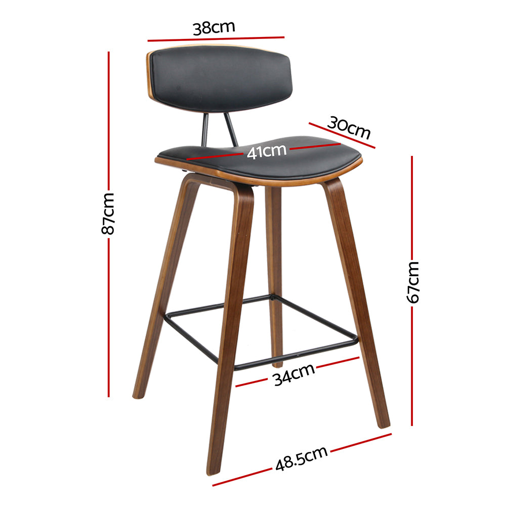 Artiss 2x Bar Stools Leather Padded w/Backrest