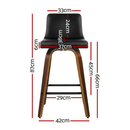 Artiss 4x Bar Stools Swivel Leather Padded Wooden