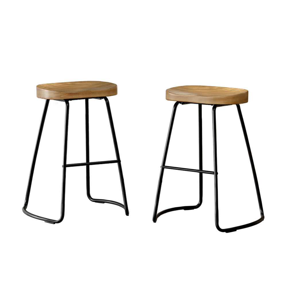 Artiss 2x Bar Stools Tractor Seat 65cm Wooden