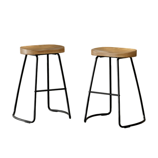 Artiss 2x Bar Stools Tractor Seat 65cm Wooden