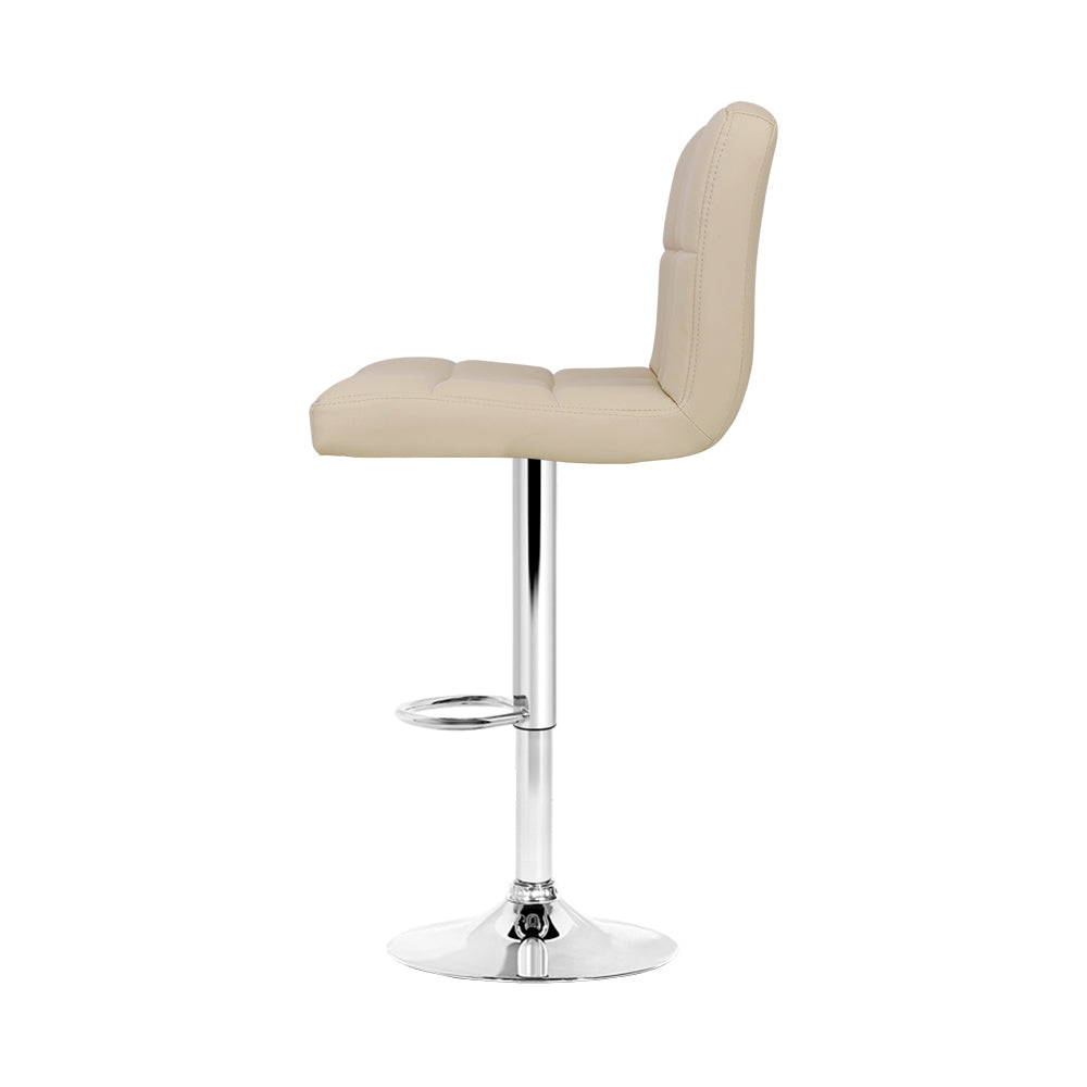 Artiss 4x Bar Stools Leather Gas Lift Beige