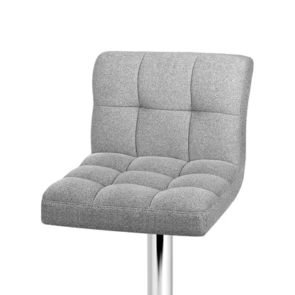 Artiss 2x Bar Stools Leather Gas Lift Grey