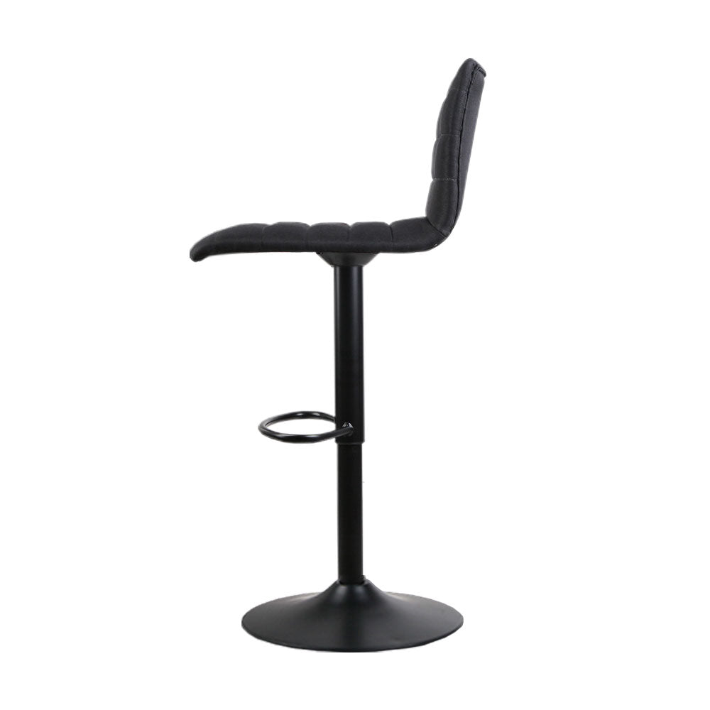 Artiss 4x Bar Stools Gas Lift Linen Fabric Black