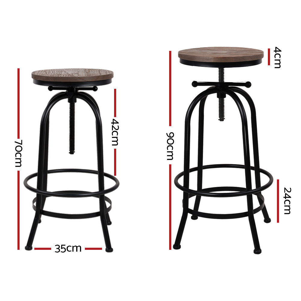 Artiss 2x Bar Stools Adjustable Wood Chairs