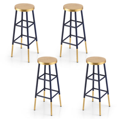 Artiss 4x Bar Stools Metal Gold Navy