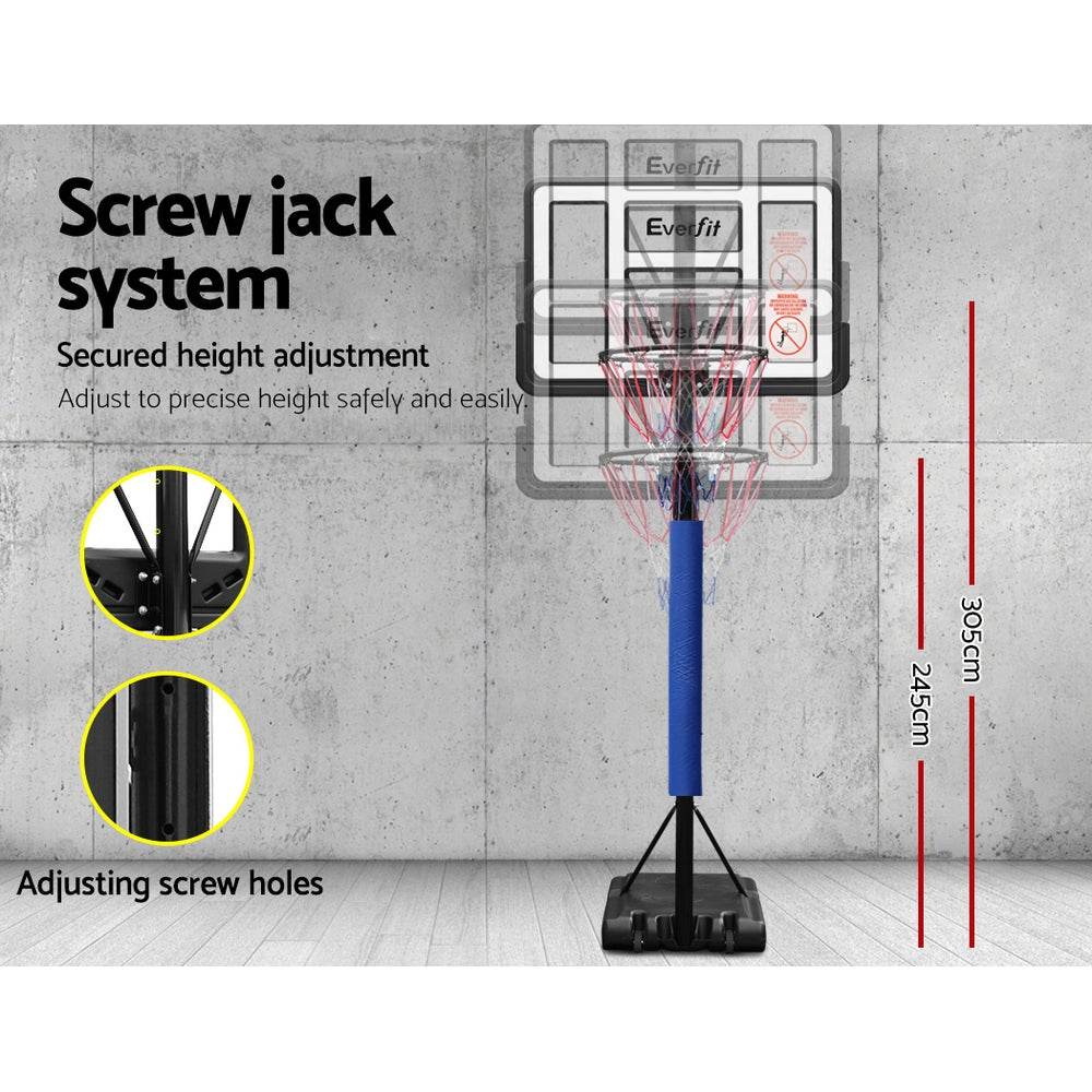 Everfit 3.05M Basketball Hoop Stand System Adjustable Height Portable Pro Blue