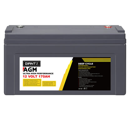 Giantz AGM Deep Cycle Battery 12V 170Ah Box Portable Solar Caravan Camping