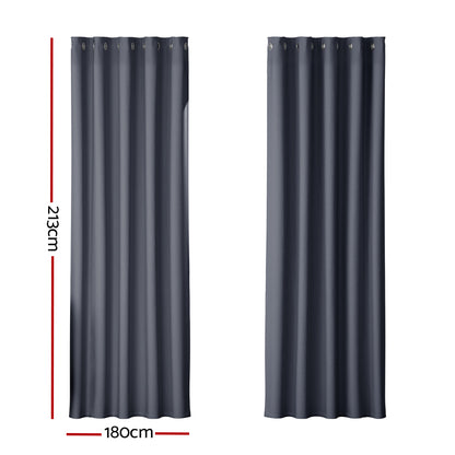 Artiss 2X Blockout Curtains Eyelet 180x213cm Charcoal