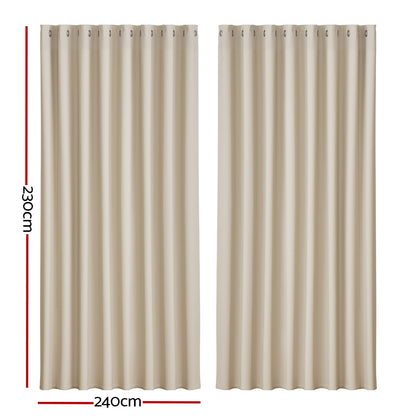 Artiss 2X Blockout Curtains Eyelet 240x230cm Beige