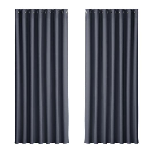 Artiss 2X Blockout Curtains Eyelet 240x230cm Charcoal