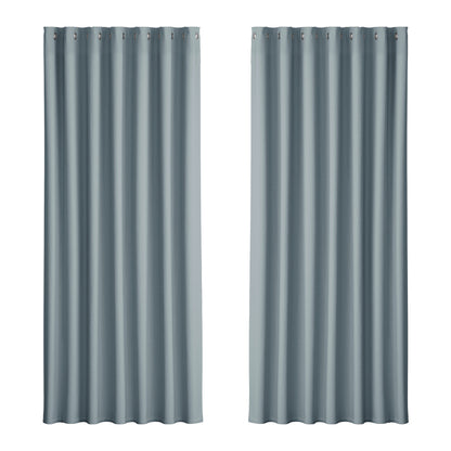 Artiss 2X Blockout Curtains Eyelet 240x230cm Grey