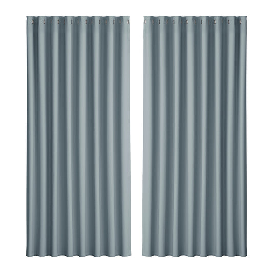 Artiss 2X Blockout Curtains Eyelet 300x230cm Grey