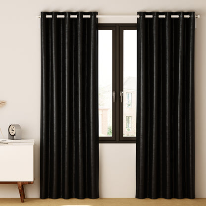 Artiss 2X Blockout Curtains Eyelet 240x230cm Black Shine