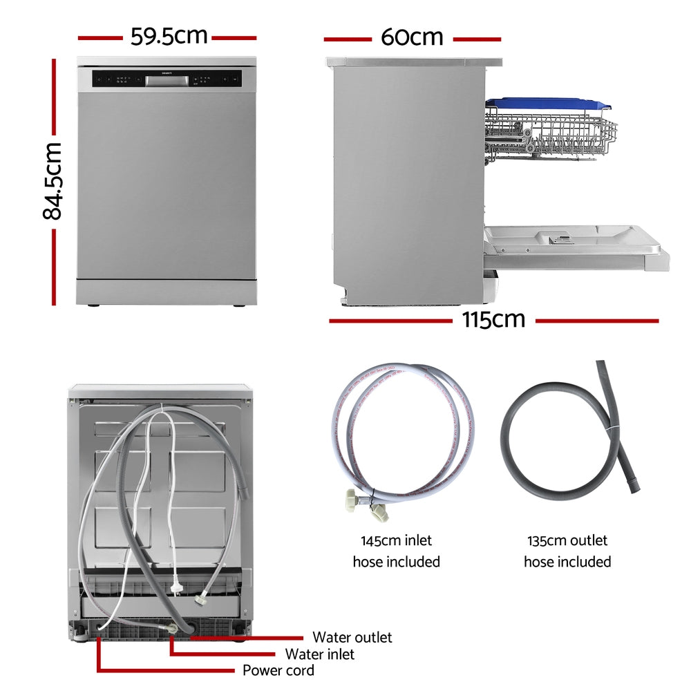 Devanti 60cm 14 Place Settings Freestanding Dishwasher Sliver