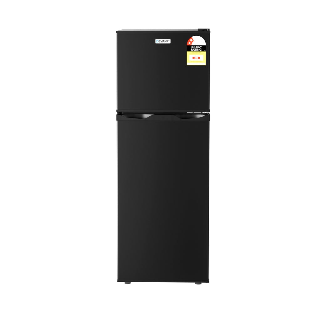 Devanti 122L Two Door Bar Fridge Mini Fridge with Freezer Black