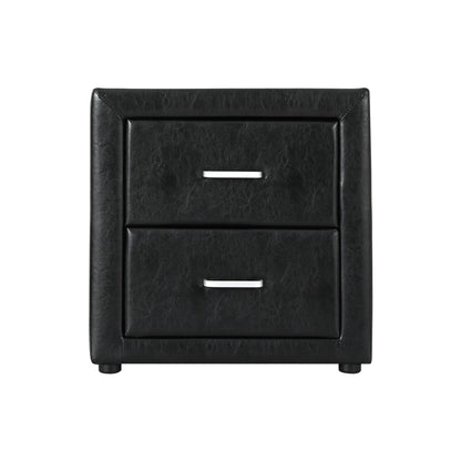 Artiss Bedside Table 2 Drawers Leather - CADEN Black