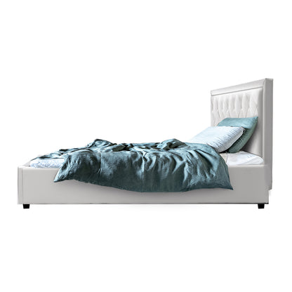 Artiss Bed Frame Queen Size Gas Lift White TIYO