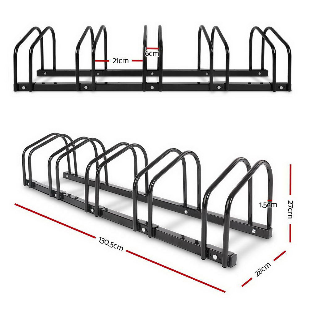 Weisshorn 5 Bike Stand Rack Bicycle Storage Floor Parking Holder Cycling Black