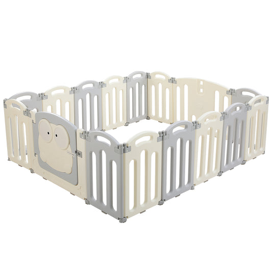 Keezi Baby Playpen 16 Panels Foldable Toddler Fence Safety Play Activity Centre