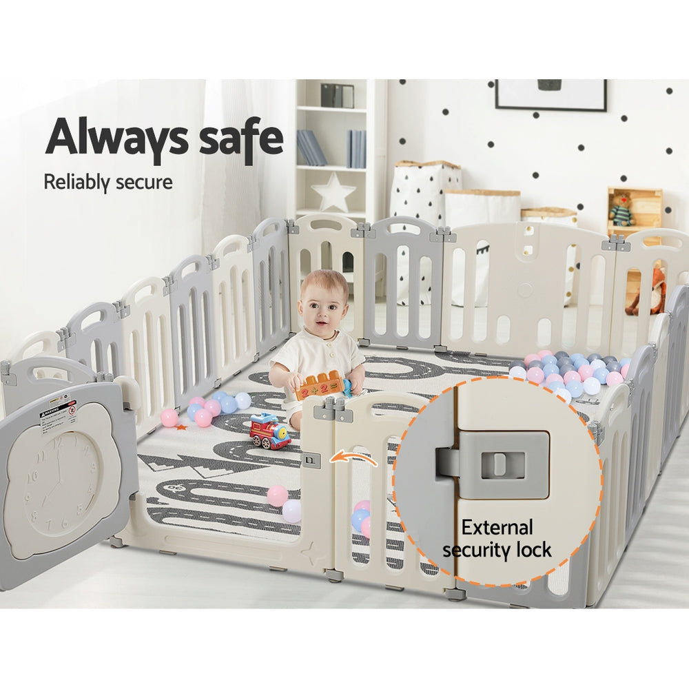 Keezi Baby Playpen 20 Panels Foldable Toddler Fence Safety Play Activity Centre