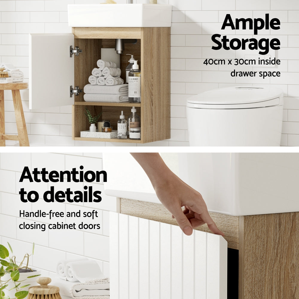 Cefito Vanity Unit 445mm Basin Bathroom Cabinet Storage Wall Hung Sink White
