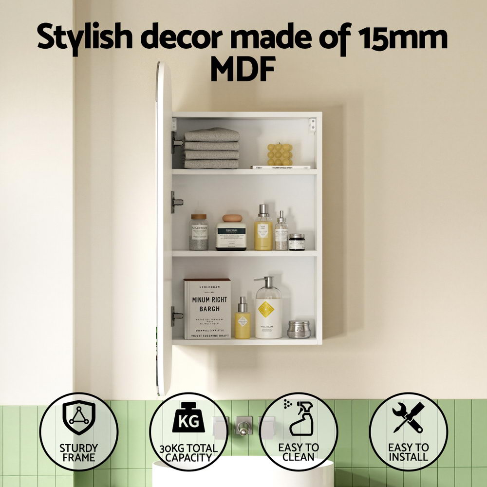 Cefito Bathroom Mirror Cabinet Medicine Shaving Arch Wall Hung 450x900mm White