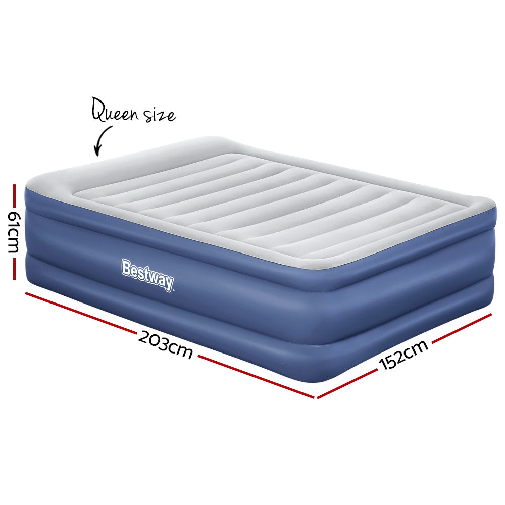 Bestway Air Mattress Queen Inflatable Bed 61cm Airbed Blue