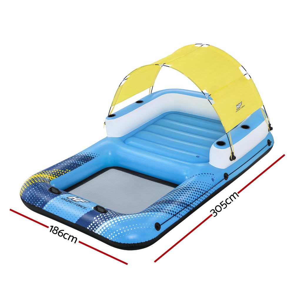 Bestway Inflatable Floating Island Float Lounger Sunshade Pool Bed 3.05Mx 1.86M