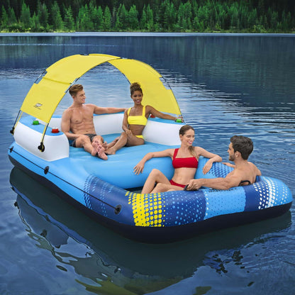 Bestway Inflatable Floating Island Float Lounger Sunshade Pool Bed 3.05Mx 1.86M