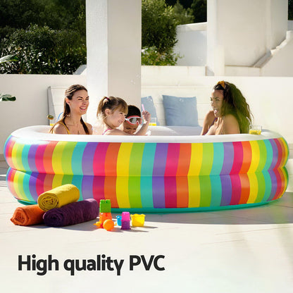 Bestway Kids Inflatable Round Pool Above Ground Cup Holder Rainbow 206x206x51cm