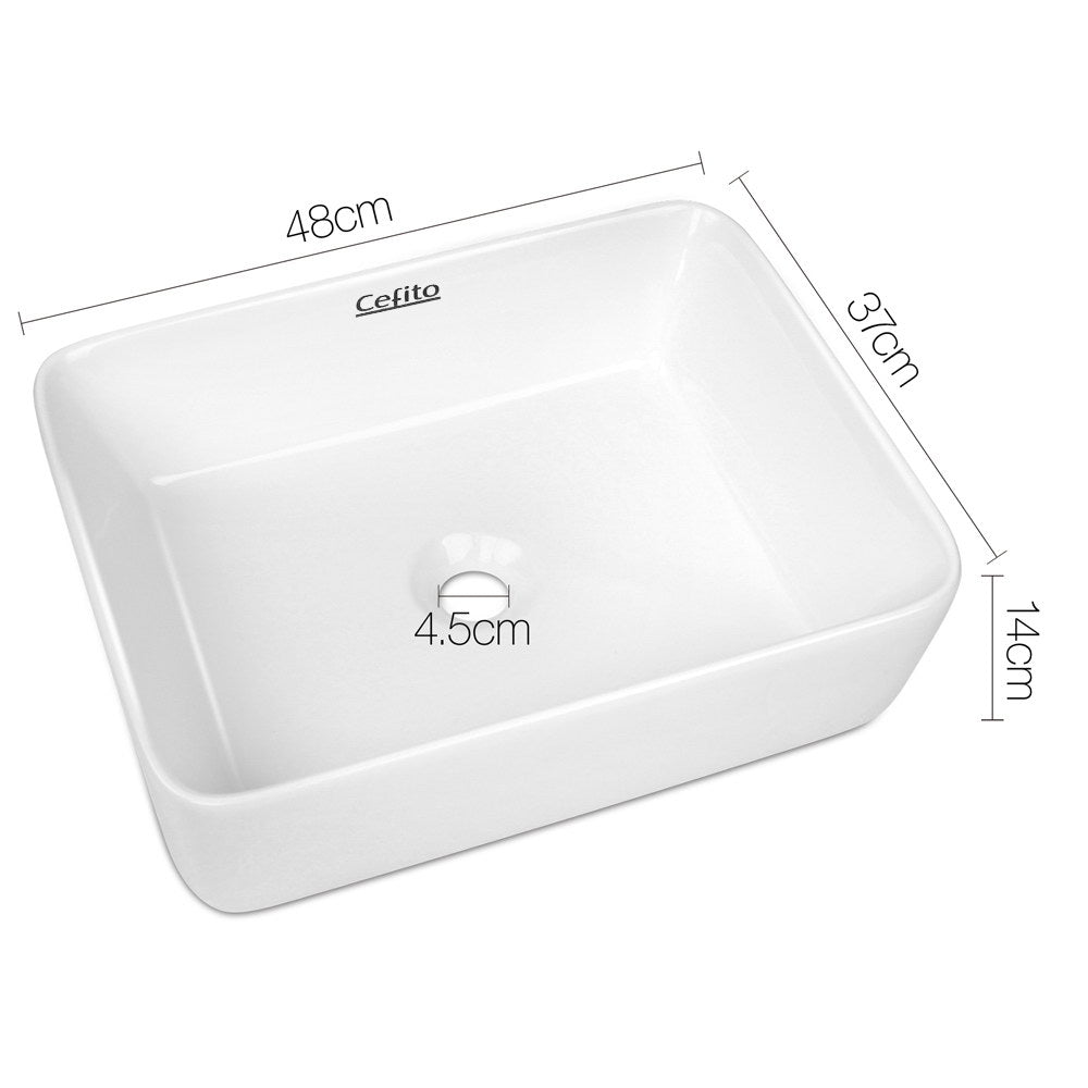 Cefito Bathroom Basin Ceramic Vanity Sink Hand Wash Bowl 48x37cm White