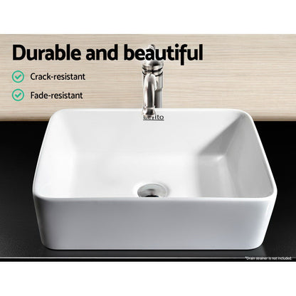 Cefito Bathroom Basin Ceramic Vanity Sink Hand Wash Bowl 48x37cm White