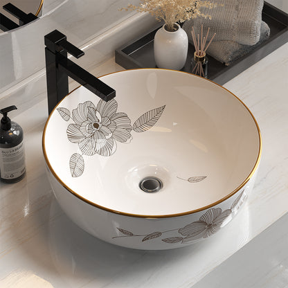 Cefito Bathroom Basin Ceramic Vanity Sink Hand Wash Bowl with Pattern 41x41cm