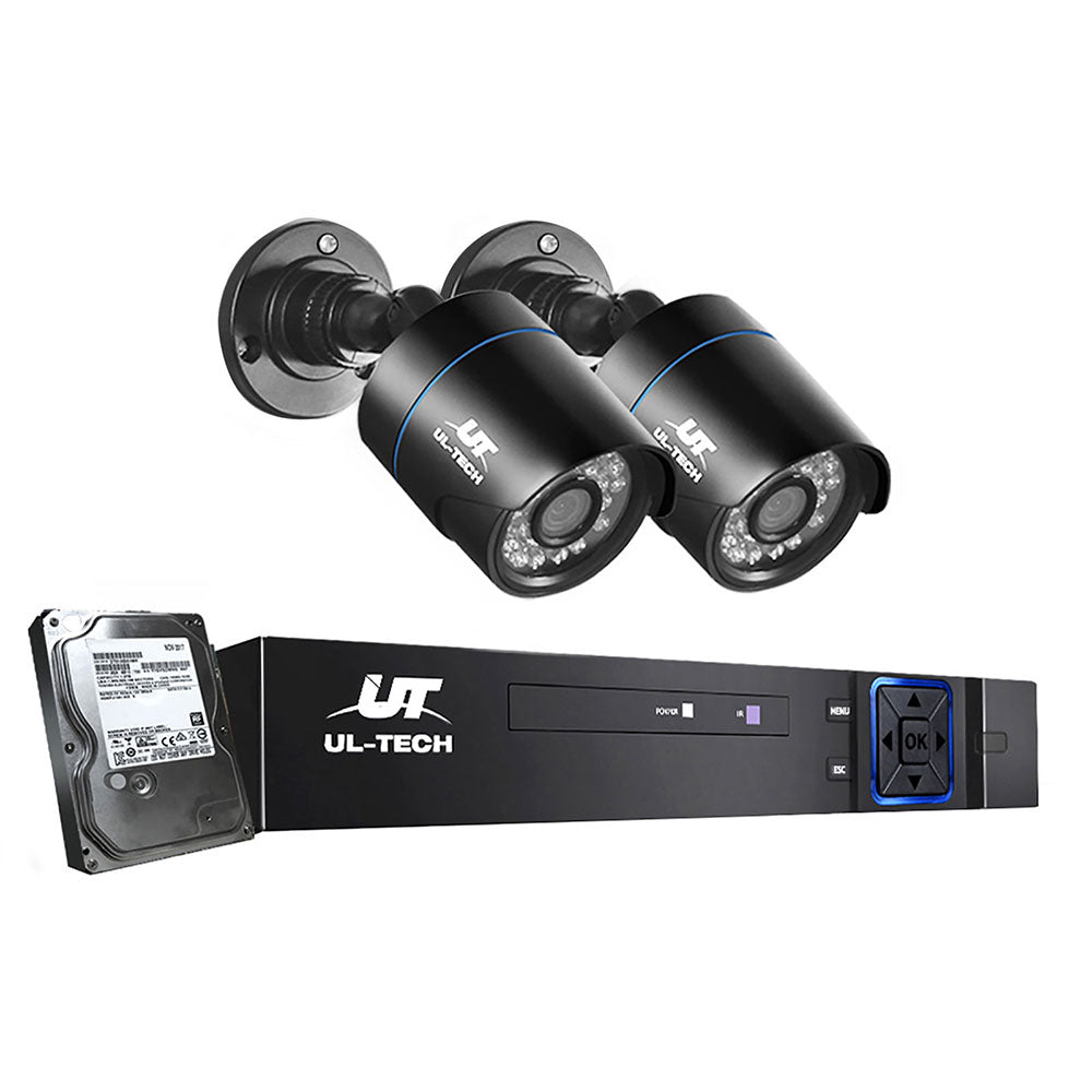 UL-tech CCTV Security System 4CH DVR 2 Cameras 1TB Hard Drive